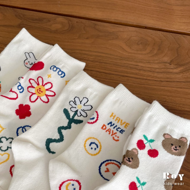 Roy - Korean Children Fashion - #minifashionista - Mix Smile Socks Set - 3