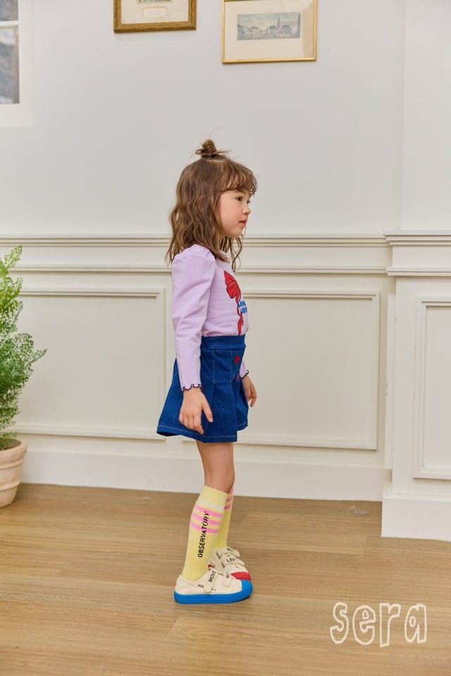 Sera - Korean Children Fashion - #Kfashion4kids - Heart Denim Skirt Pants - 9