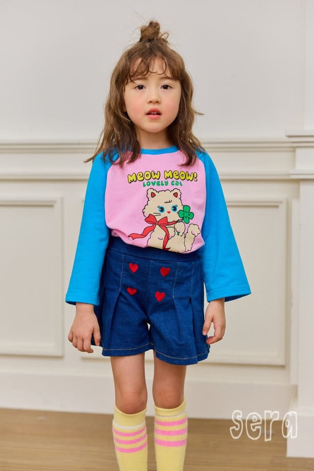 Sera - Korean Children Fashion - #childofig - Heart Denim Skirt Pants