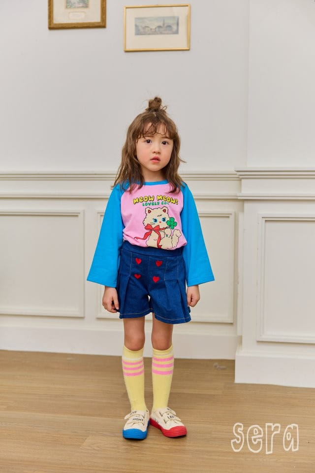 Sera - Korean Children Fashion - #childrensboutique - Heart Denim Skirt Pants - 2