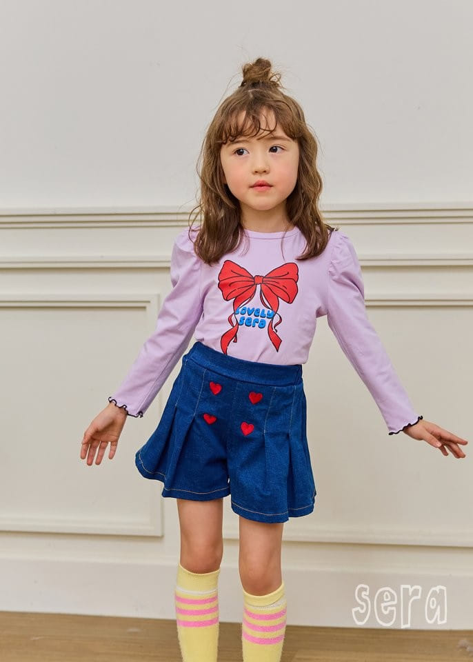 Sera - Korean Children Fashion - #designkidswear - Heart Denim Skirt Pants - 4