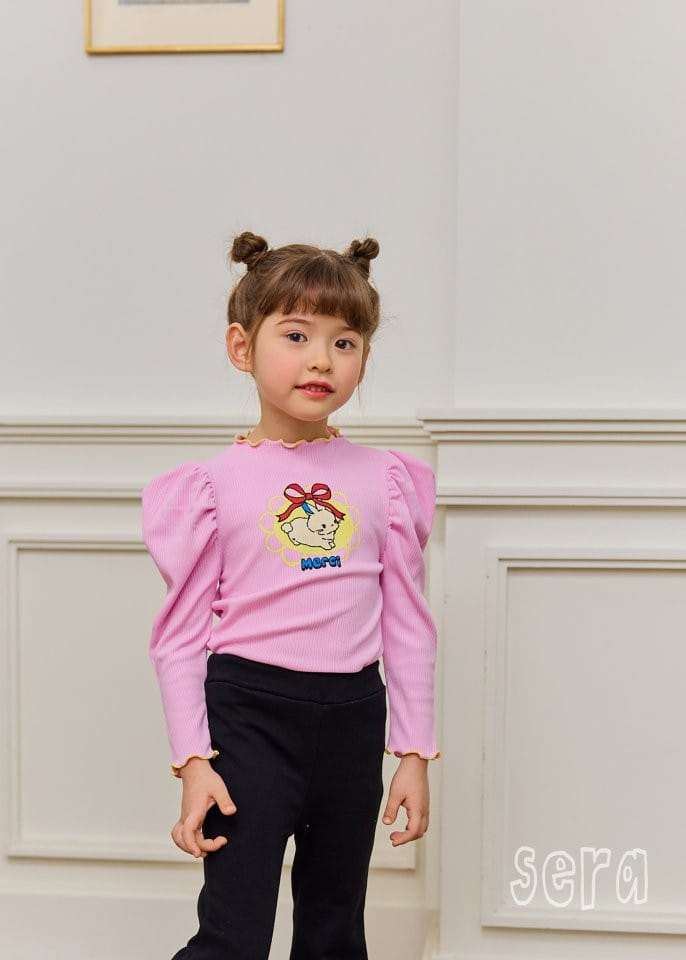 Sera - Korean Children Fashion - #kidsshorts - Rib Baby Rabbit Tee - 6