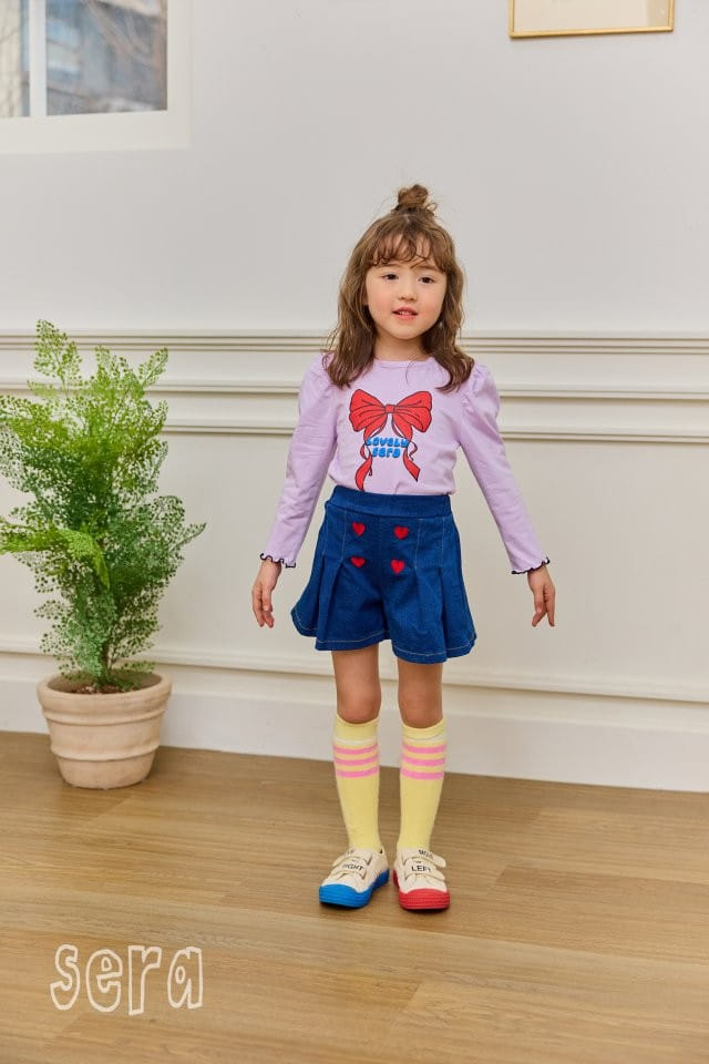 Sera - Korean Children Fashion - #magicofchildhood - Heart Denim Skirt Pants - 11