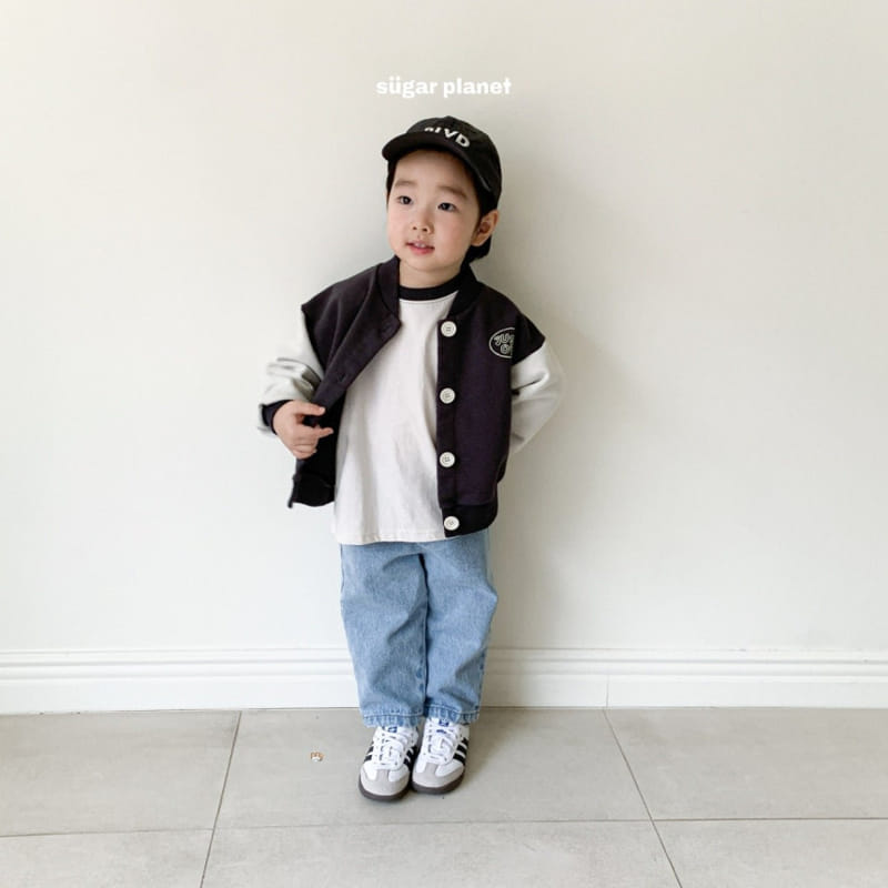 Sugar Planet - Korean Children Fashion - #childofig - Just Color Varsity Jacket - 2