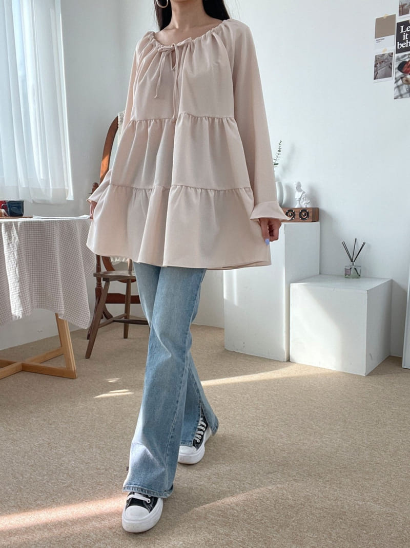 Theggllim - Korean Women Fashion - #momslook - String Kan Kan Blouse - 9