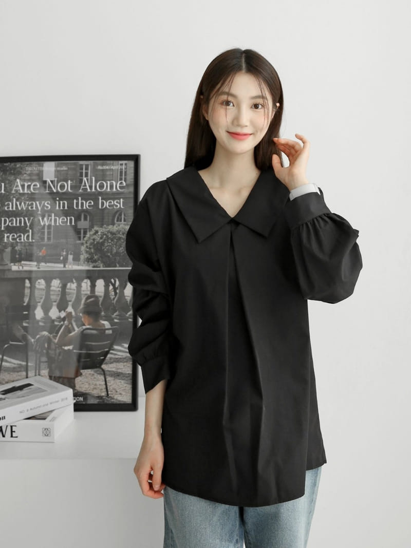 Theggllim - Korean Women Fashion - #momslook - Collar Wintuck Blouse  - 5