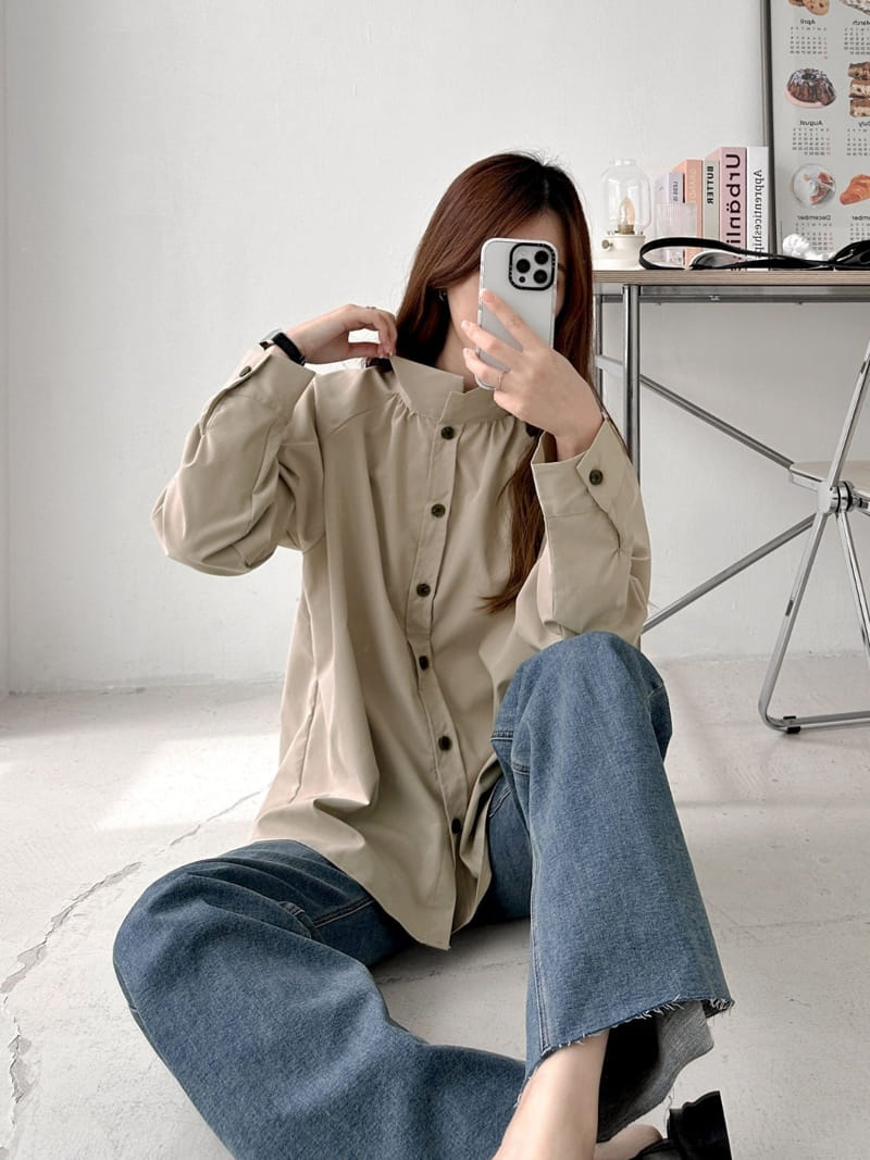 Theggllim - Korean Women Fashion - #momslook - High Neck Shirt Blouse  - 7