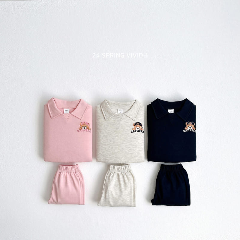 Vivid I - Korean Children Fashion - #childofig - Bear Collar Top Bottom Set