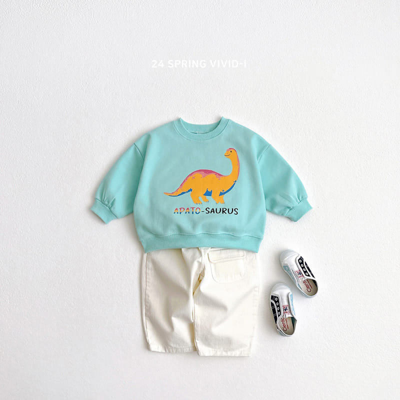 Vivid I - Korean Children Fashion - #kidsshorts - Painting Dino Sweatshirt - 6