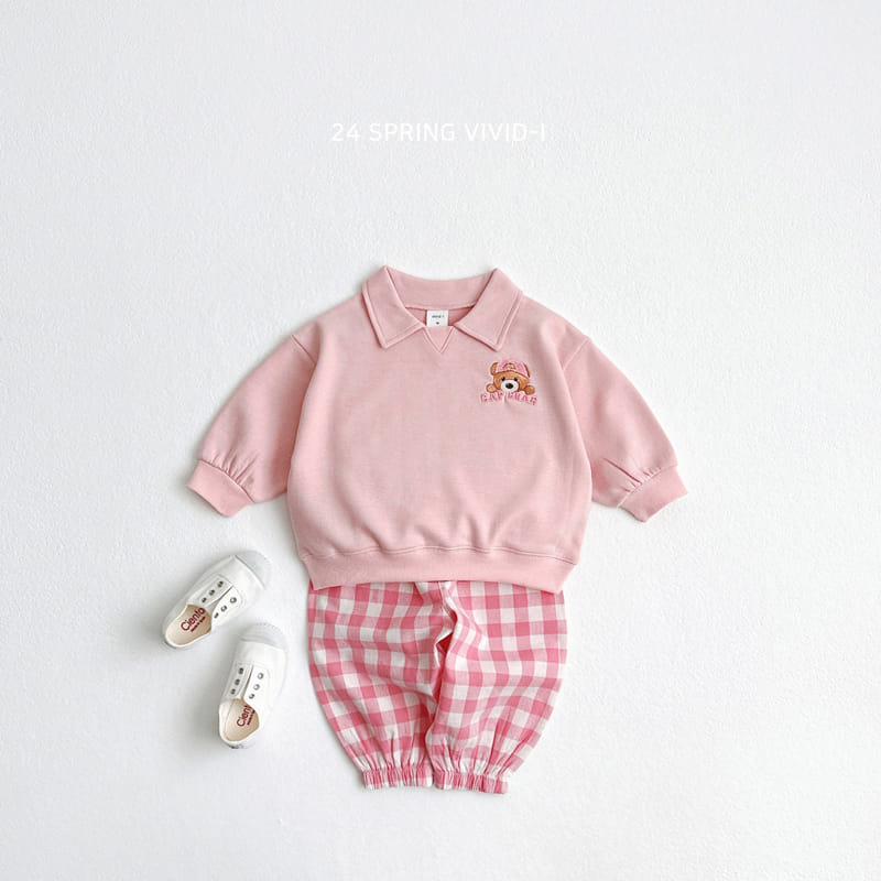 Vivid I - Korean Children Fashion - #littlefashionista - Bear Collar Top Bottom Set - 11