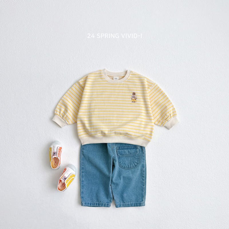 Vivid I - Korean Children Fashion - #minifashionista - Embroidery Bear ST Top Bottom Set - 9