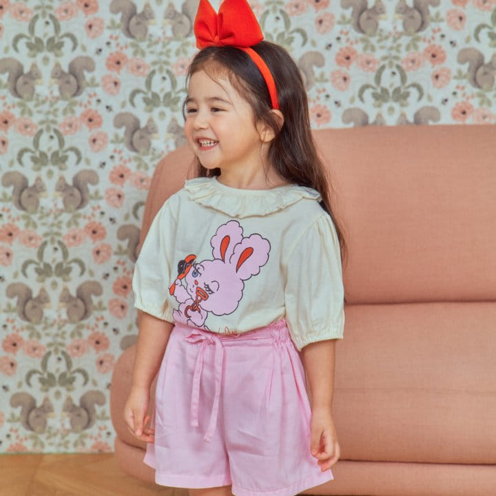 1St Blue - Korean Children Fashion - #todddlerfashion - Neck Frill Puff Tee  - 3