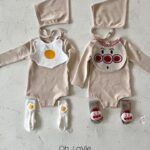 Peach Fried Baby Body Suit Set