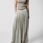 Bamboo Pleated Pin Tuck Wide Trousers