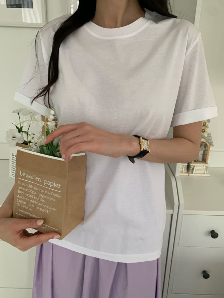 Allu - Korean Women Fashion - #pursuepretty - Silket Roll Up Round Tee