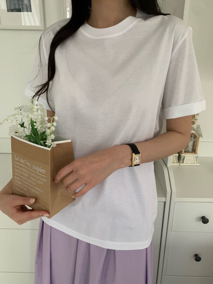 Allu - Korean Women Fashion - #thelittlethings - Silket Roll Up Round Tee - 6