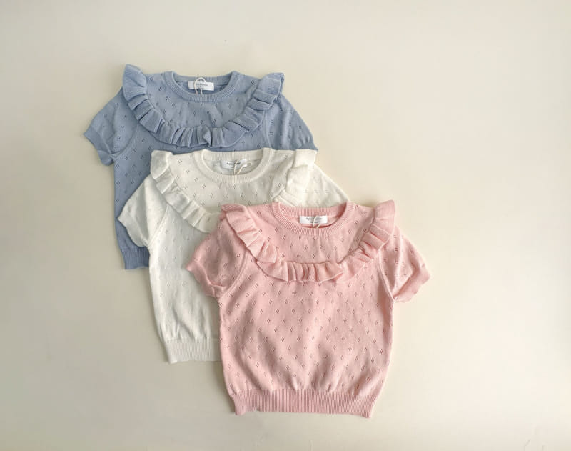 Bienvenu - Korean Children Fashion - #Kfashion4kids - Frill Short Sleeve Knit  - 7