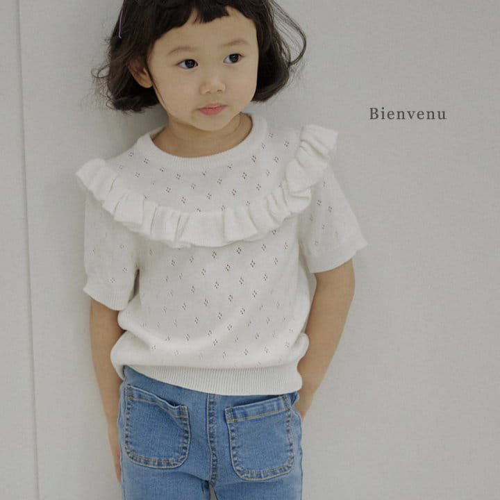 Bienvenu - Korean Children Fashion - #designkidswear - Frill Short Sleeve Knit 