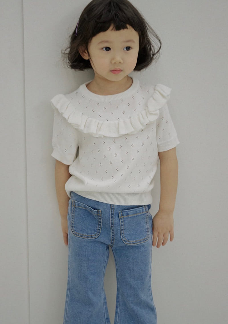 Bienvenu - Korean Children Fashion - #fashionkids - Frill Short Sleeve Knit  - 3