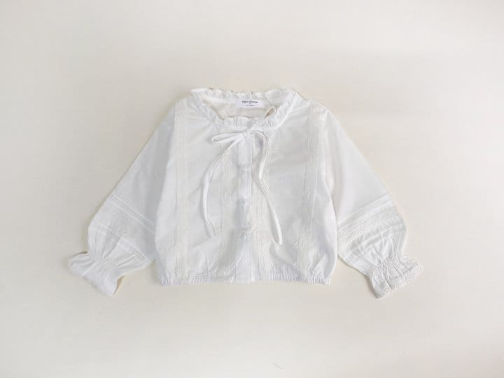 Bienvenu - Korean Children Fashion - #fashionkids - Ribbon Shirring Lace Blouse - 2