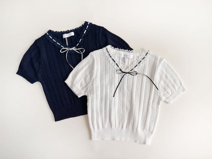 Bienvenu - Korean Children Fashion - #kidsshorts - Knit Ribbon Tee - 4