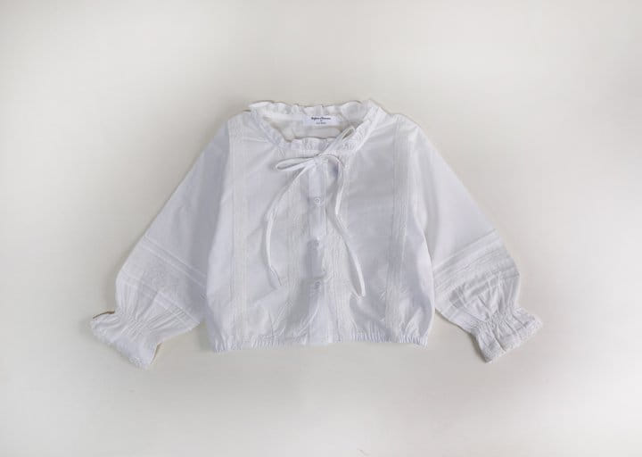 Bienvenu - Korean Children Fashion - #kidzfashiontrend - Ribbon Shirring Lace Blouse - 5