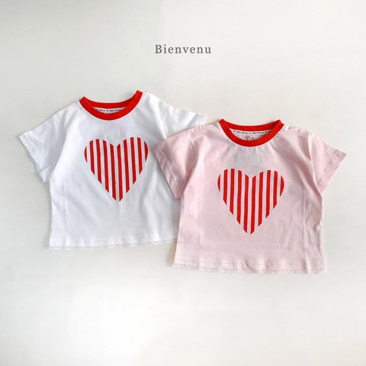 Bienvenu - Korean Children Fashion - #stylishchildhood - Heart Short Sleeve Tee