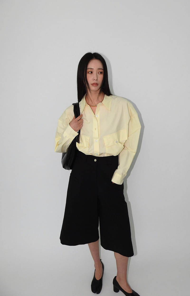 Black Fuchsia - Korean Women Fashion - #momslook - Diagonal Pocket Shirt - 2