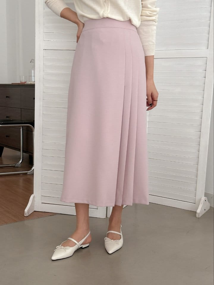 Bytheshew - Korean Women Fashion - #momslook - One Side Wrinkle Skirt