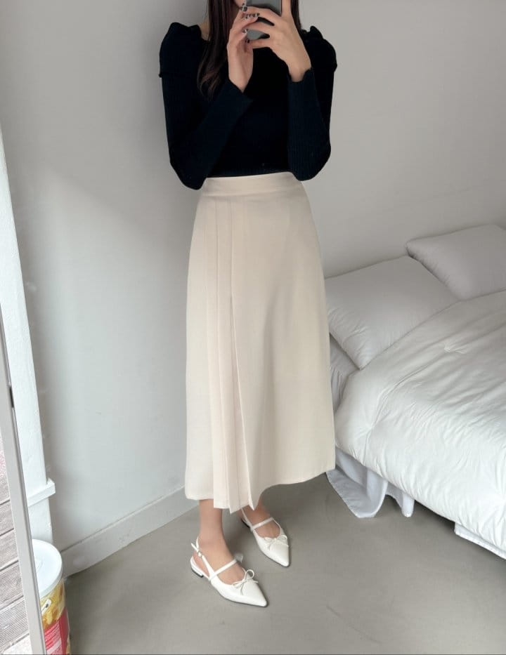 Bytheshew - Korean Women Fashion - #momslook - One Side Wrinkle Skirt - 11