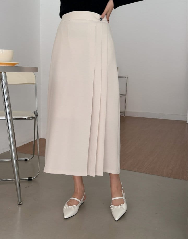 Bytheshew - Korean Women Fashion - #womensfashion - One Side Wrinkle Skirt - 10