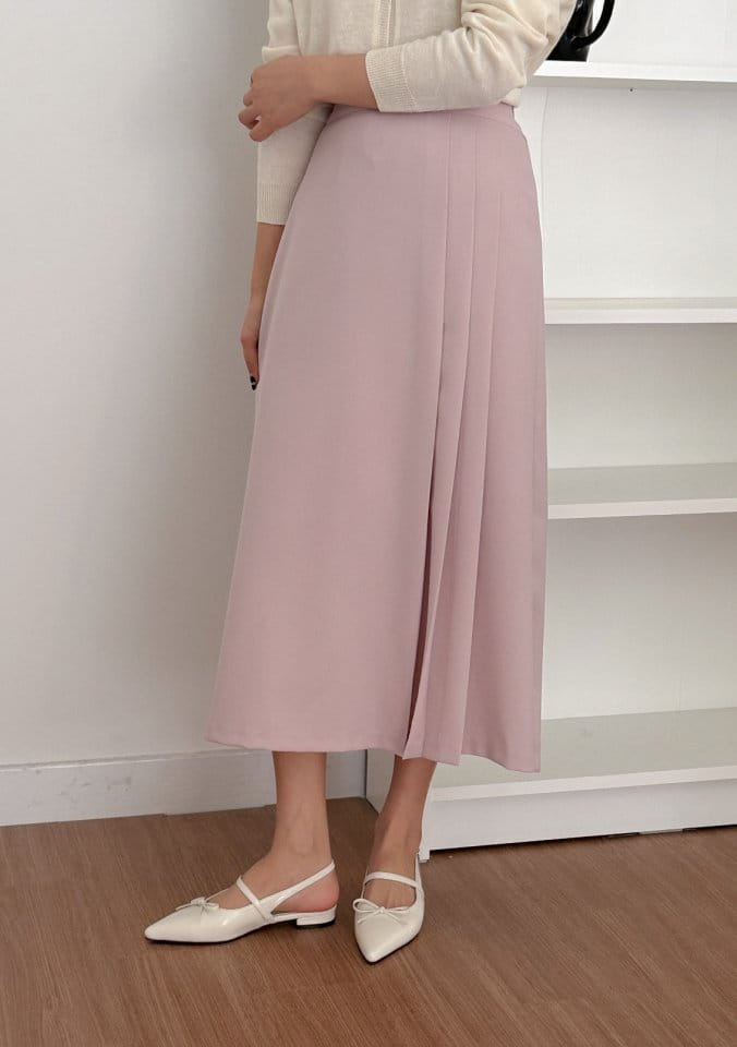 Bytheshew - Korean Women Fashion - #momslook - One Side Wrinkle Skirt - 4