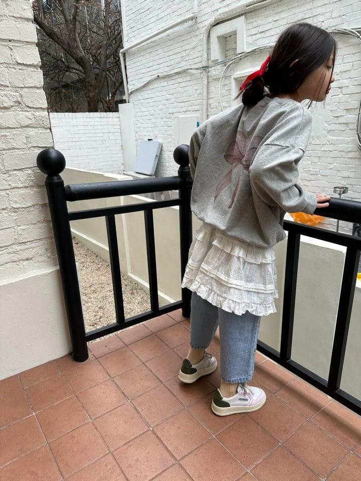 Coco-beige - Korean Children Fashion - #prettylittlegirls - Ribbon Denim Pants - 5