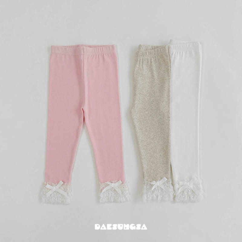 Dae Sung Sa - Korean Children Fashion - #kidzfashiontrend - Barbi Lace Leggings - 4