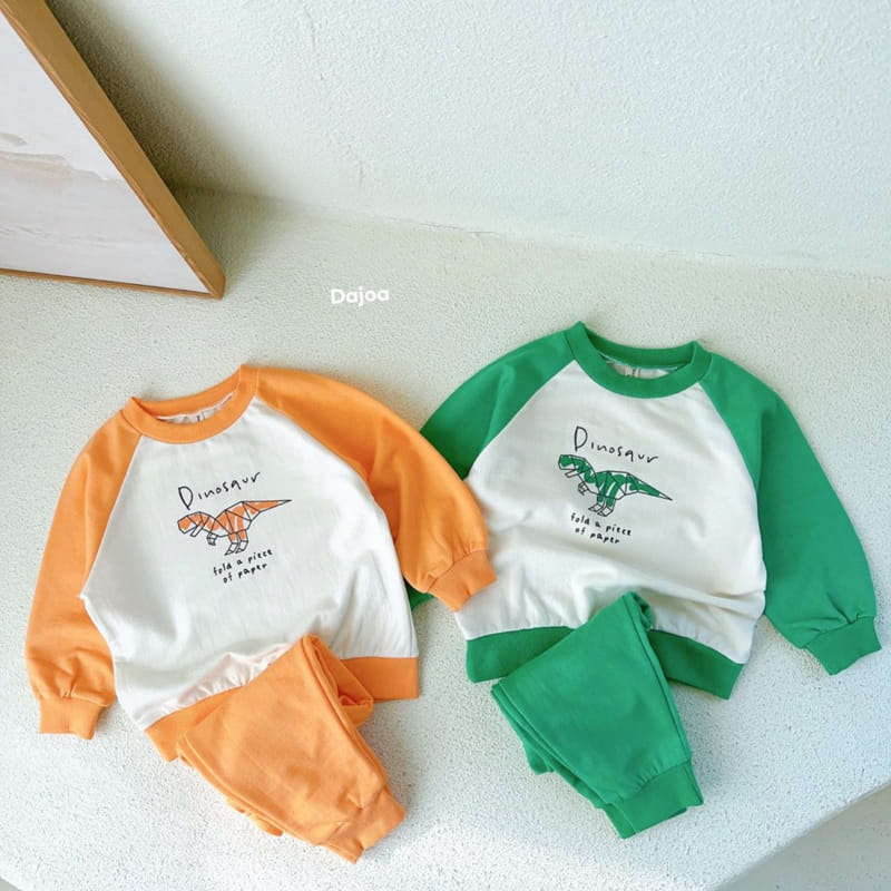 Dajoa - Korean Children Fashion - #childrensboutique - Dinosaur Top Bottom Set - 2