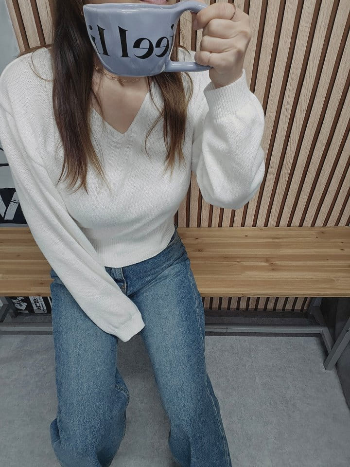 Gram - Korean Women Fashion - #momslook - C V String Knit - 4