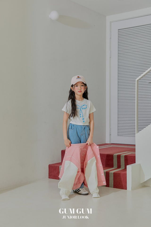 Gumgum - Korean Children Fashion - #fashionkids - Ribbon Bead Crop Tee