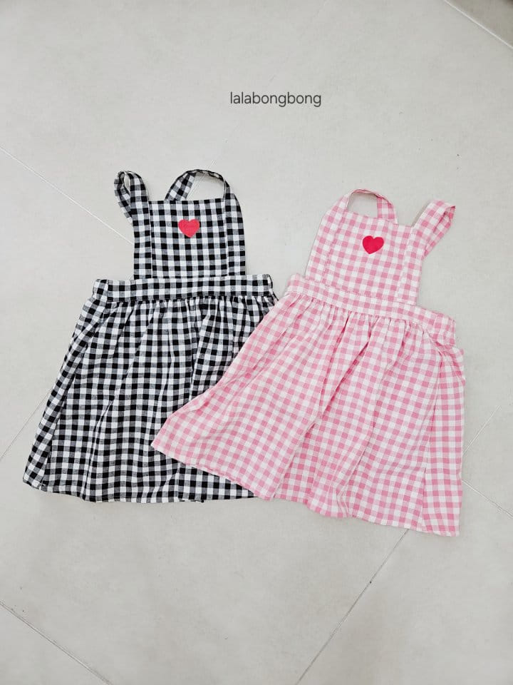 Lalabongbong - Korean Children Fashion - #magicofchildhood - Check Dungarees One-Piece