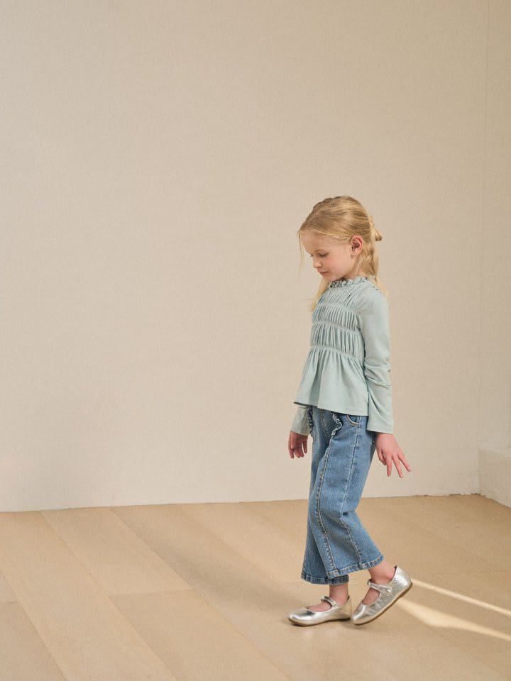 Lolobole - Korean Children Fashion - #Kfashion4kids - Lady Frill Denim Pants - 5