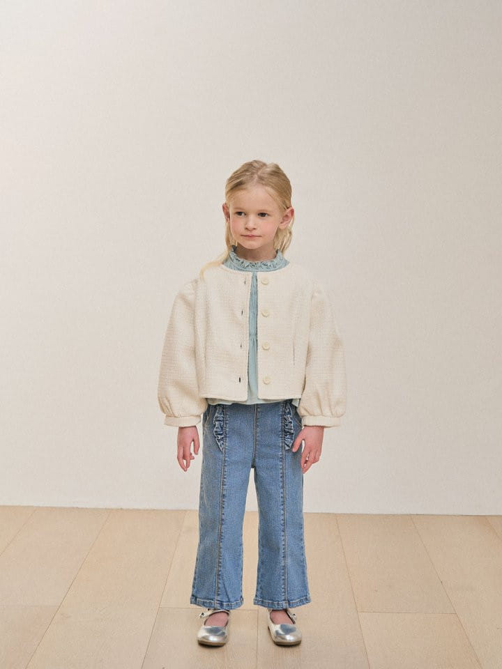 Lolobole - Korean Children Fashion - #childofig - Lady Frill Denim Pants - 10