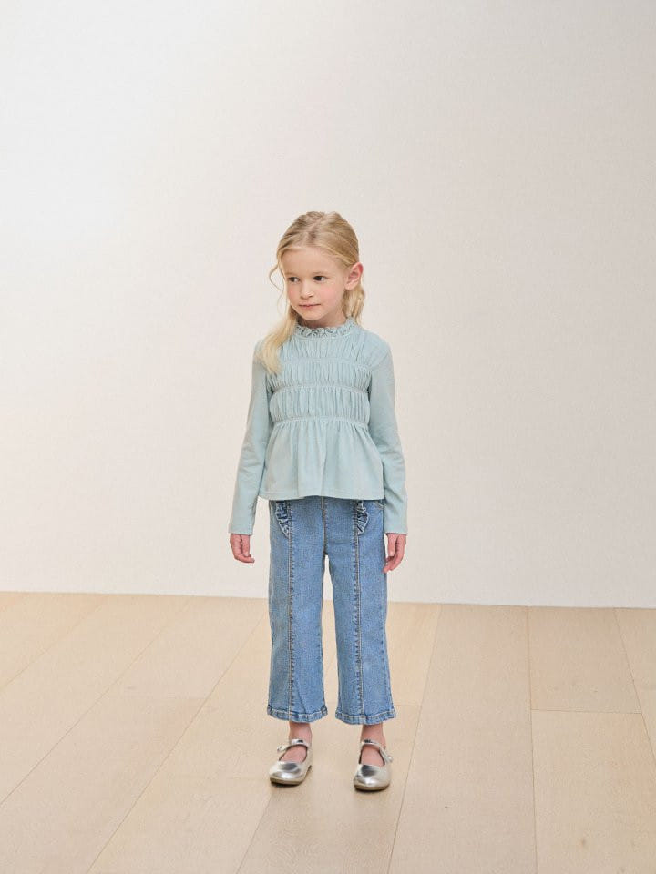 Lolobole - Korean Children Fashion - #littlefashionista - Lady Frill Denim Pants - 6