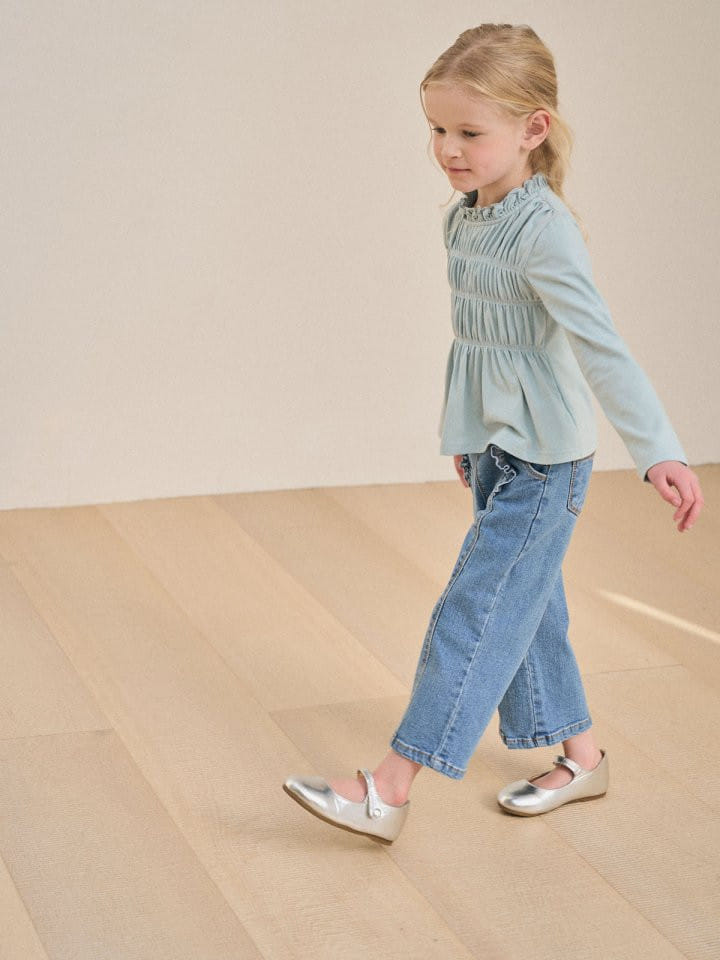 Lolobole - Korean Children Fashion - #minifashionista - Lady Frill Denim Pants - 8