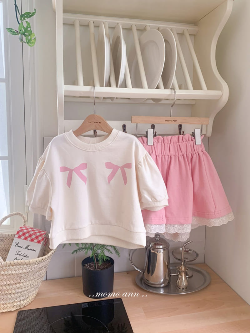 Momo Ann - Korean Children Fashion - #kidsshorts - Ribbon Top Bottom Set - 8