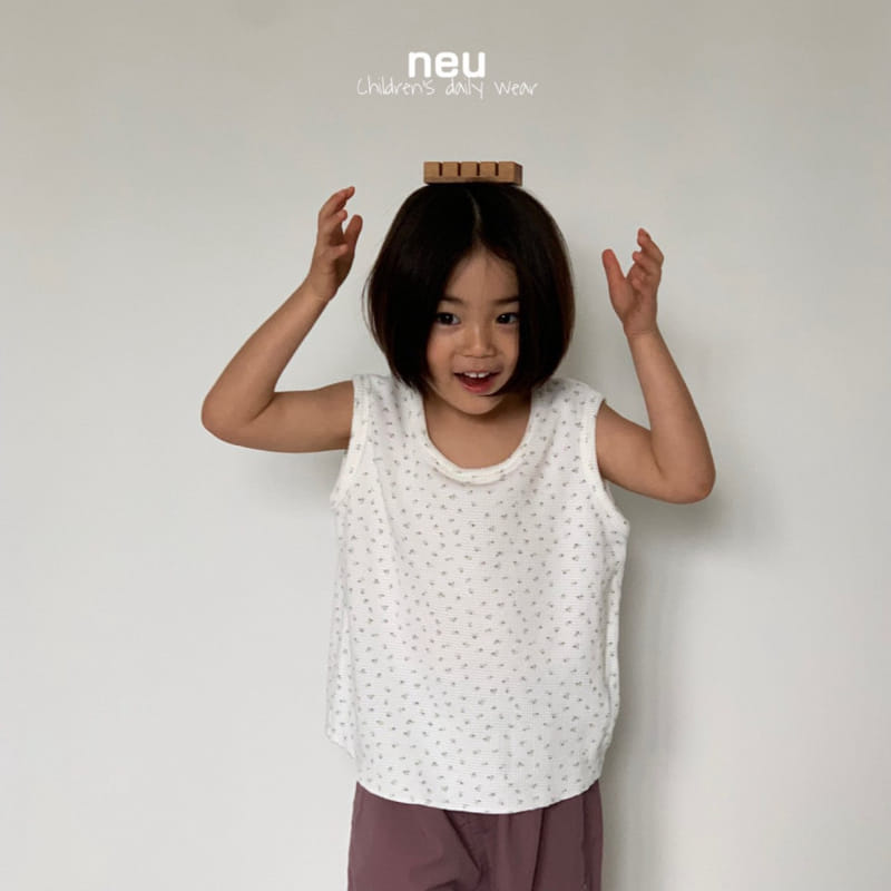 Neu - Korean Children Fashion - #kidsshorts - Waffle Sleeveless Tee - 2