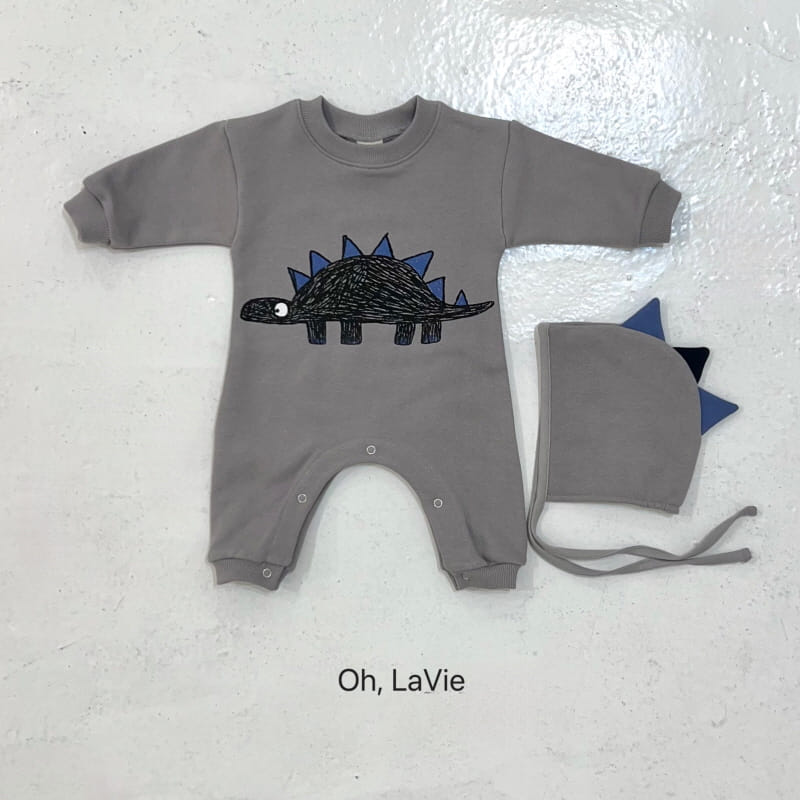 Oh lavie - Korean Baby Fashion - #babyboutique - Stegosaurus Bonnet Bosy Suit Set - 5