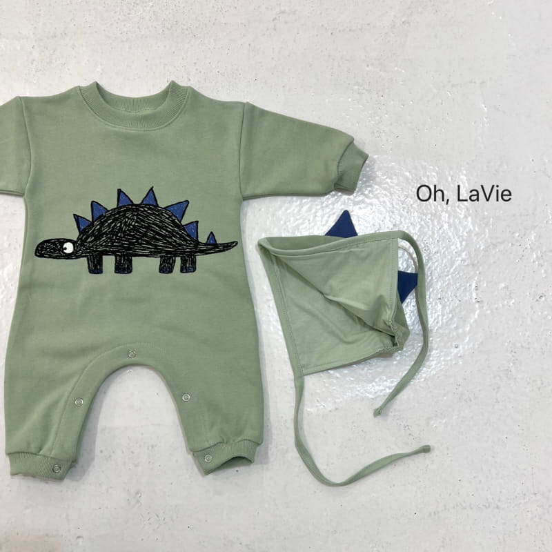 Oh lavie - Korean Baby Fashion - #babyfever - Stegosaurus Bonnet Bosy Suit Set - 9