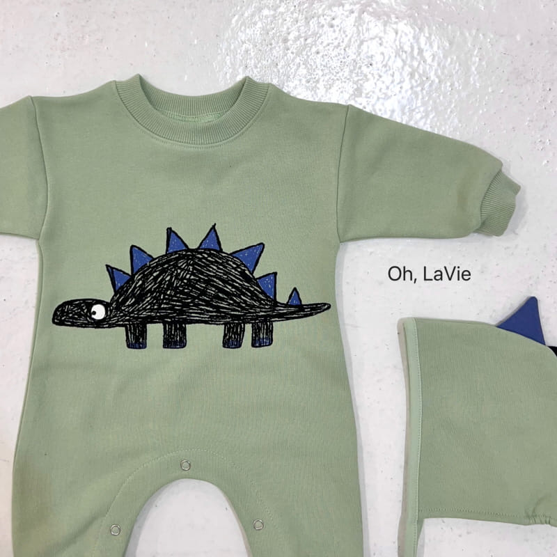 Oh lavie - Korean Baby Fashion - #babygirlfashion - Stegosaurus Bonnet Bosy Suit Set - 10