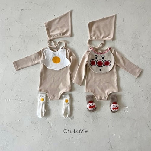 Oh-lavie - Korean Baby Fashion - #babyoutfit - Peach Fried Baby Body Suit Set