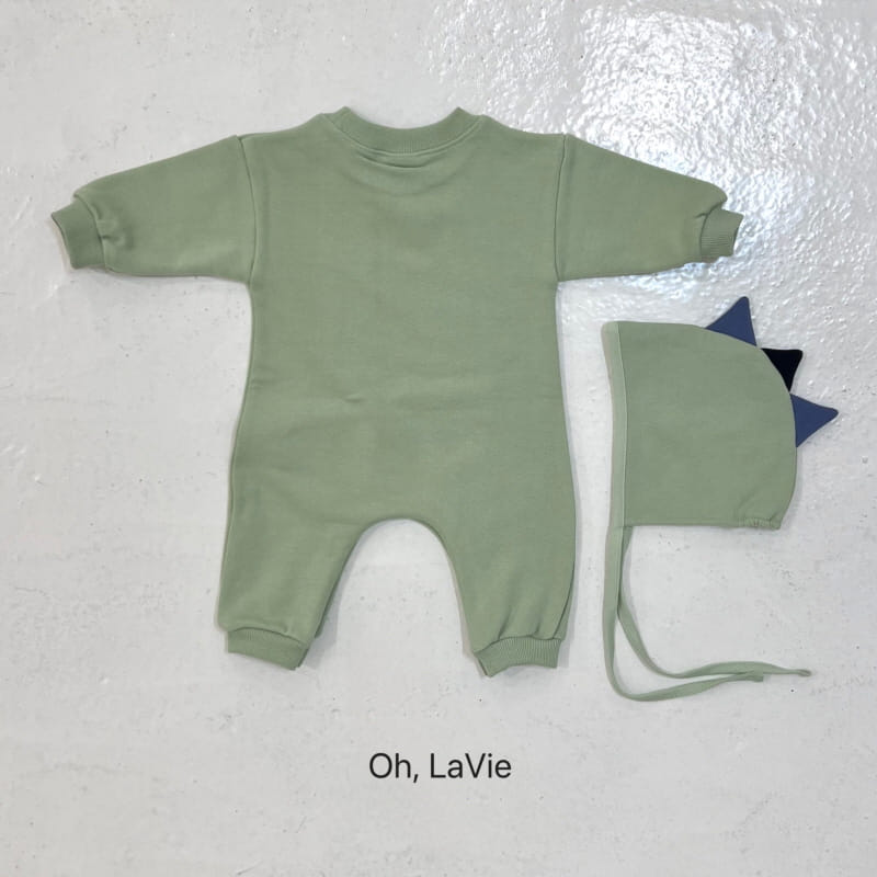 Oh lavie - Korean Baby Fashion - #onlinebabyshop - Stegosaurus Bonnet Bosy Suit Set - 4