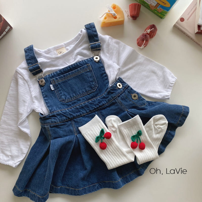 Oh lavie - Korean Children Fashion - #childrensboutique - Denim Dungarees Tennis Skirt - 2